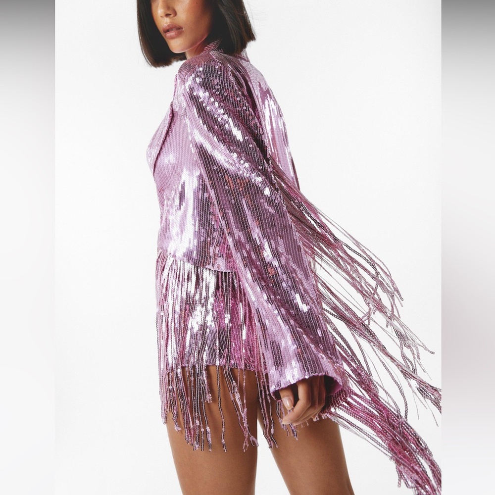 Sequin Tassel Trim Cropped Blazer from NastyGal size 8 brand new never worn